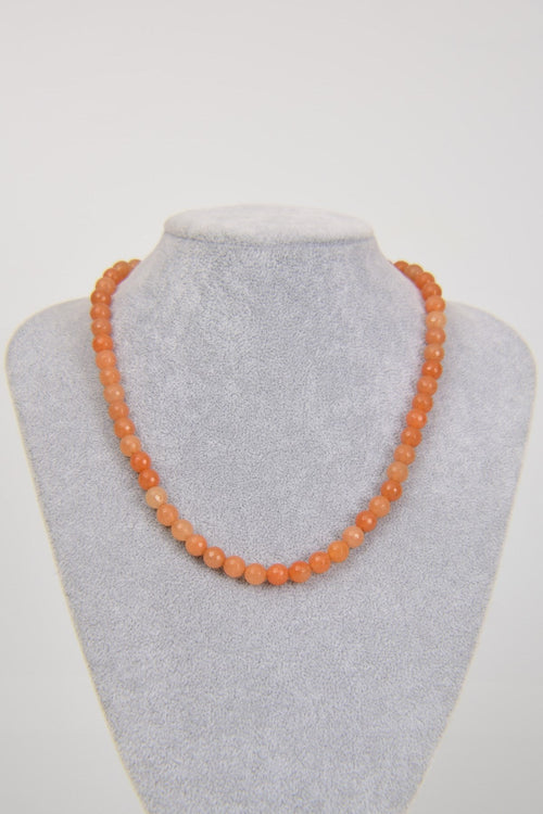 Orange Aventurine Natural Stone 8 mm String Necklace
