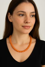 Orange Aventurine Natural Stone 8 mm String Necklace