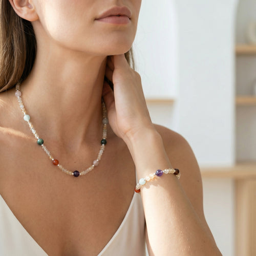 Koç Burcu Doğal Taş Gümüş Kapamalı Kolye Bileklik Seti - Görsel 2 - Safnaturel