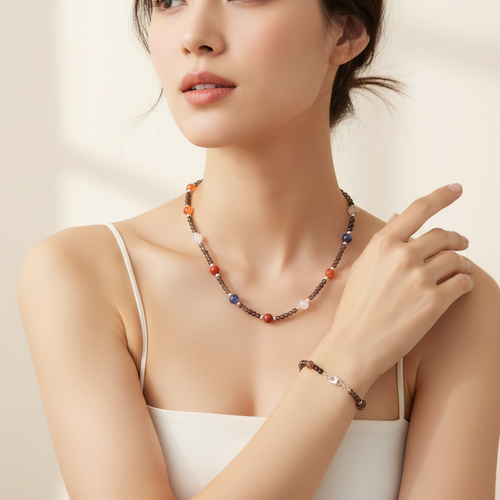 Oğlak Burcu Doğal Taş Gümüş Kapamalı Kolye Bileklik Seti - Görsel 2 - Safnaturel