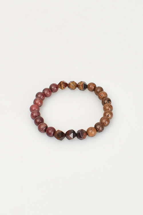 Wenge Wood - Rose Wood - Tiger Eye Natural Stone Bracelet