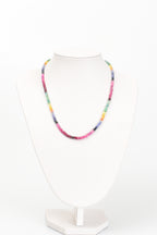 IGSL Uluslararası Sertifikalı Yakut – Zümrüt – Safir Doğal Taş Kolye – 3-4 mm Mikro Kesim | A+ Kalite