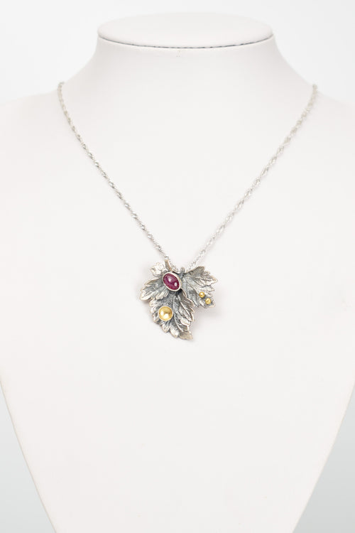 Yakut Doğal Taş 925 Ayar Gümüş Kolye