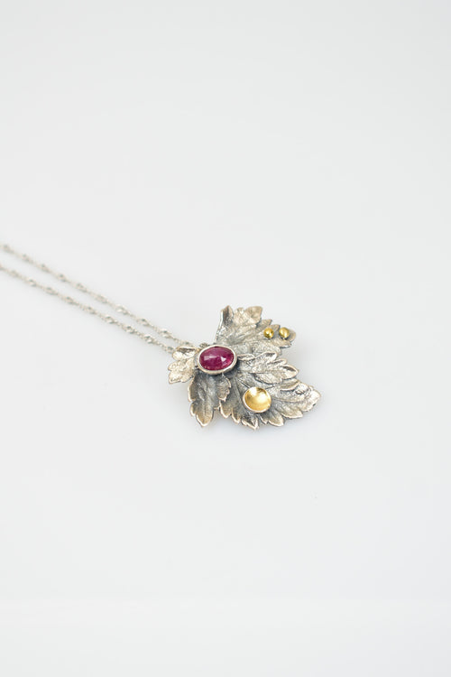 Yakut Doğal Taş 925 Ayar Gümüş Kolye