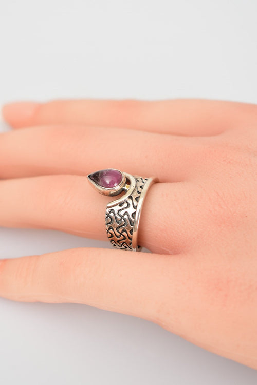 Yakut Doğal Taş 925 Ayar Gümüş Yüzük