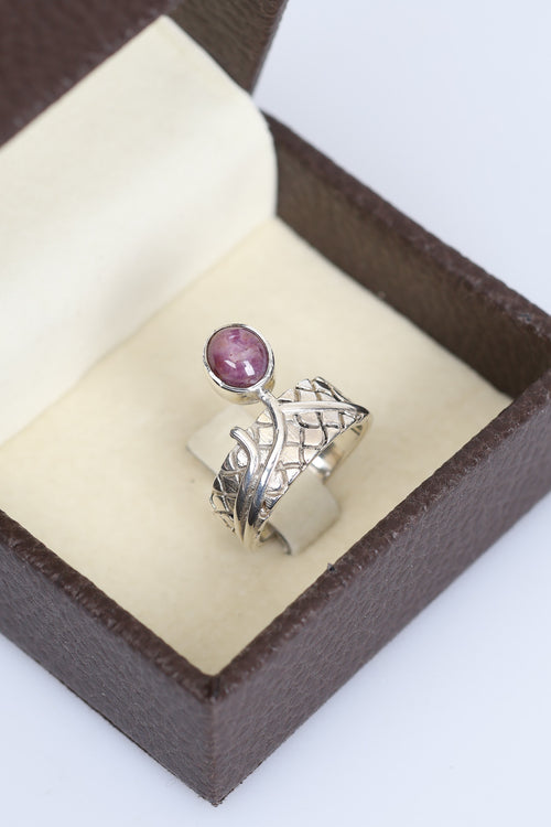 Yakut Doğal Taş 925 Ayar Gümüş Yüzük