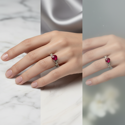 Yakut - Pırlantalı Doğal Taş 925 Ayar Gümüş Yüzük