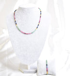 Ruby Emerald Sapphire Necklace Bracelet Set