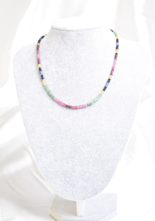 Ruby Emerald Sapphire Necklace Bracelet Set