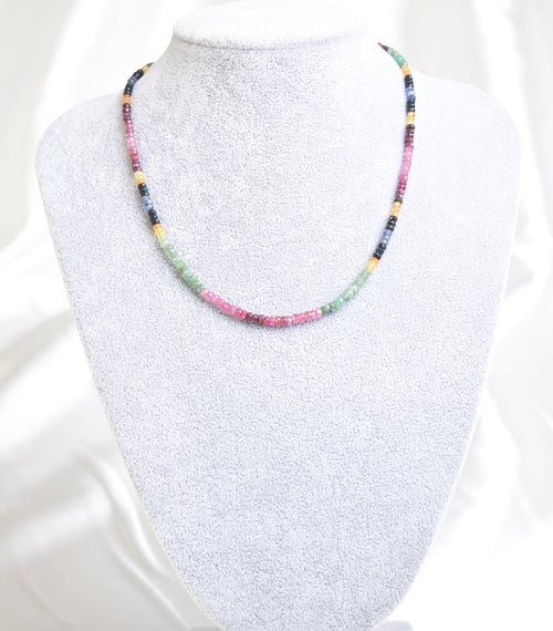 Ruby Emerald Sapphire Necklace Bracelet Set