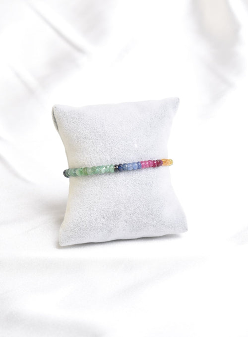 Ruby Emerald Sapphire Necklace Bracelet Set