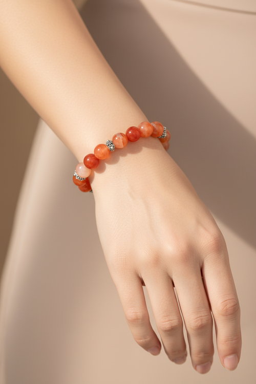 Yemen Akik (10 mm) Doğal Taş Gümüş Aparatlı Bileklik