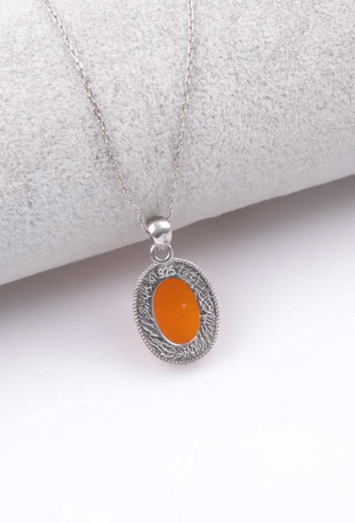 Yemen Akik Doğal Taş 925 Ayar Gümüş Kolye