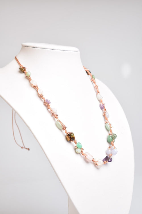 Yengeç Burcu Doğal Taş Makrome Kolye