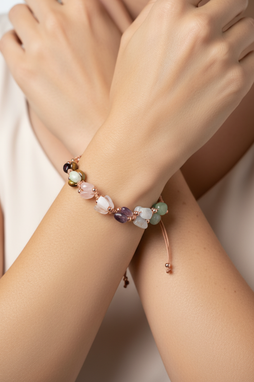 Yengeç Burcu Makrome Tasarım Doğal Taş Bileklik