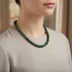 Yeşil Apatit 8 mm Düğümlü Doğal Taş Kolye