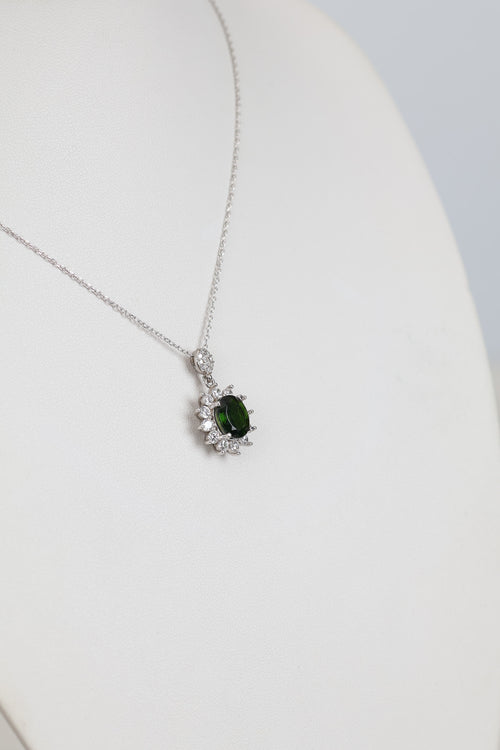 Yeşil Turmalin Doğal Taş 925 Ayar Gümüş Kolye