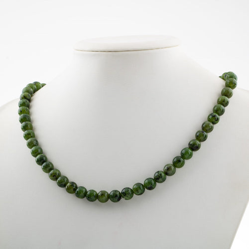 Yeşim (Serpantin) 8 mm Dizi Doğal Taş Kolye