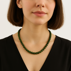 Yeşim (Serpantin) 8 mm Dizi Doğal Taş Kolye