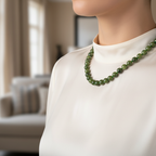 Yeşim (Serpantin) 8 mm Düğümlü Doğal Taş Kolye