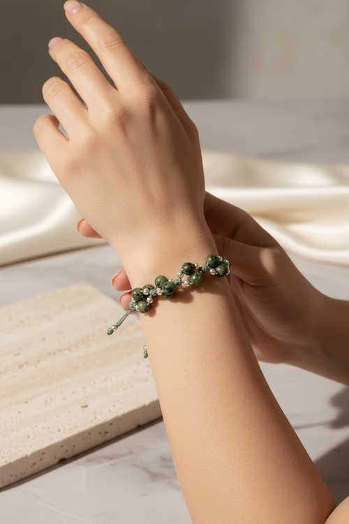 Yeşim Üçlü Makrome Özel Tasarım Bileklik 6 mm