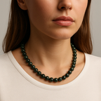 Yosunlu Akik 8 mm Düğümlü Doğal Taş Kolye