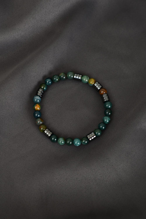 Yosunlu Akik - Hematit Doğal Taş Bileklik 6 mm