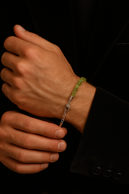 Zebercet Doğal Taş 925 Ayar Gümüş Bileklik