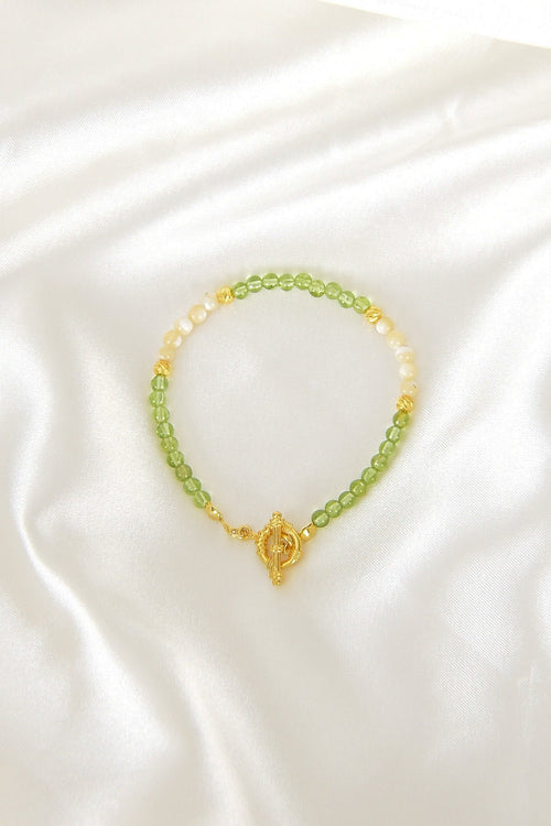 Zebercet - Sedef Doğal Taş 925 Ayar Gümüş Kapama Bileklik - Ayışığı Koleksiyonu