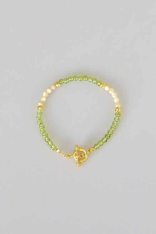 Zebercet - Sedef Doğal Taş 925 Ayar Gümüş Kapama Bileklik - Ayışığı Koleksiyonu