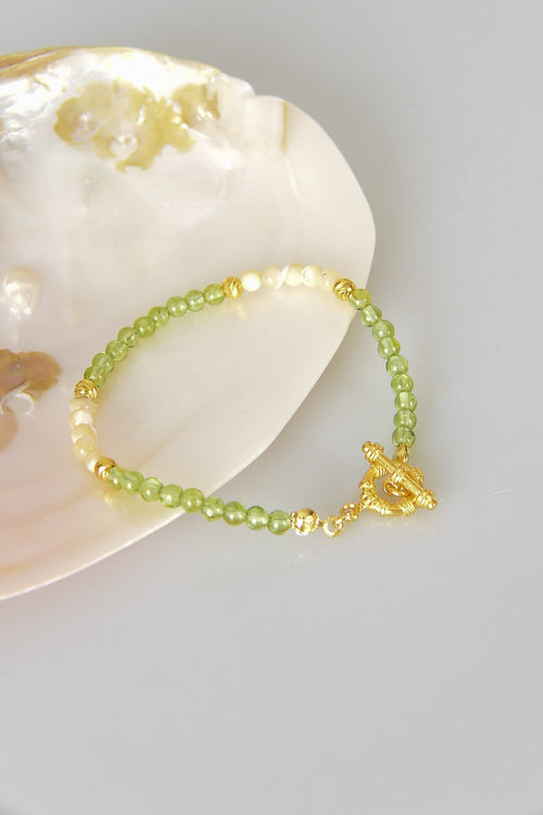 Zebercet - Sedef Doğal Taş 925 Ayar Gümüş Kapama Bileklik - Ayışığı Koleksiyonu