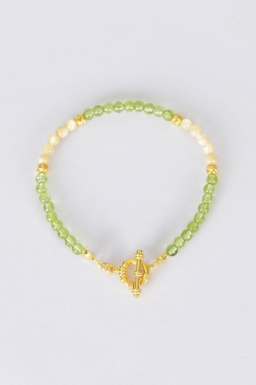 Zebercet - Sedef Doğal Taş 925 Ayar Gümüş Kapama Bileklik - Ayışığı Koleksiyonu