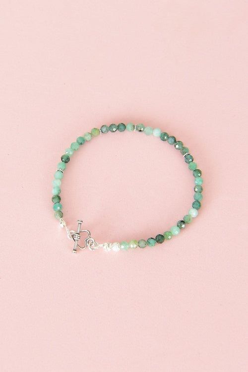 Zümrüt Doğal Taş 925 Ayar Gümüş Kapama Bileklik - Ayışığı Koleksiyonu