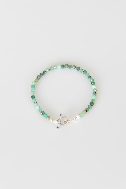 Zümrüt Doğal Taş 925 Ayar Gümüş Kapama Bileklik - Ayışığı Koleksiyonu