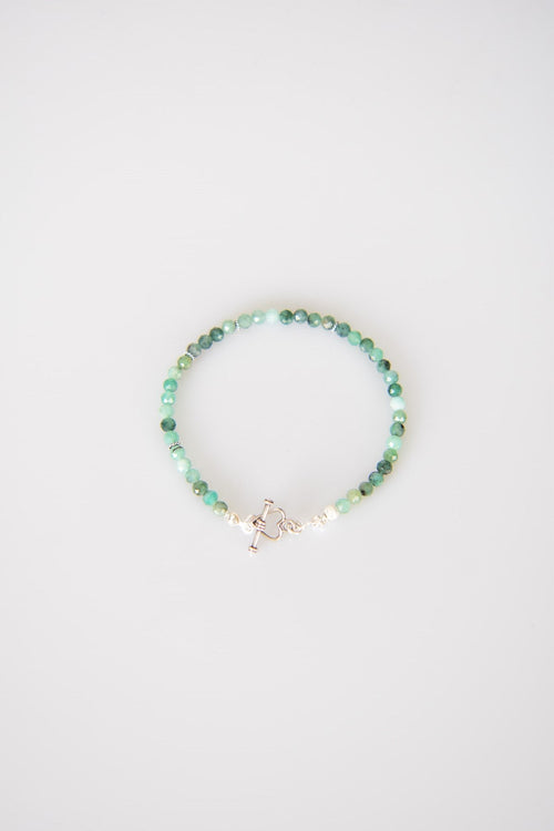 Zümrüt Doğal Taş 925 Ayar Gümüş Kapama Bileklik - Ayışığı Koleksiyonu