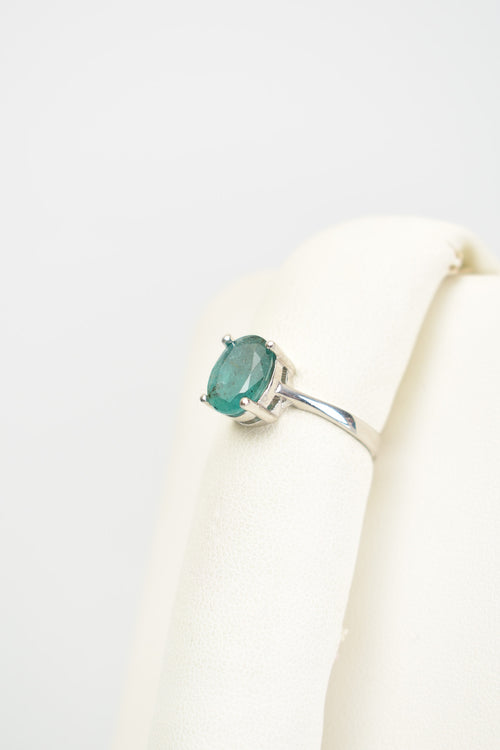 Emerald Natural Stone 925 Sterling Silver Ring