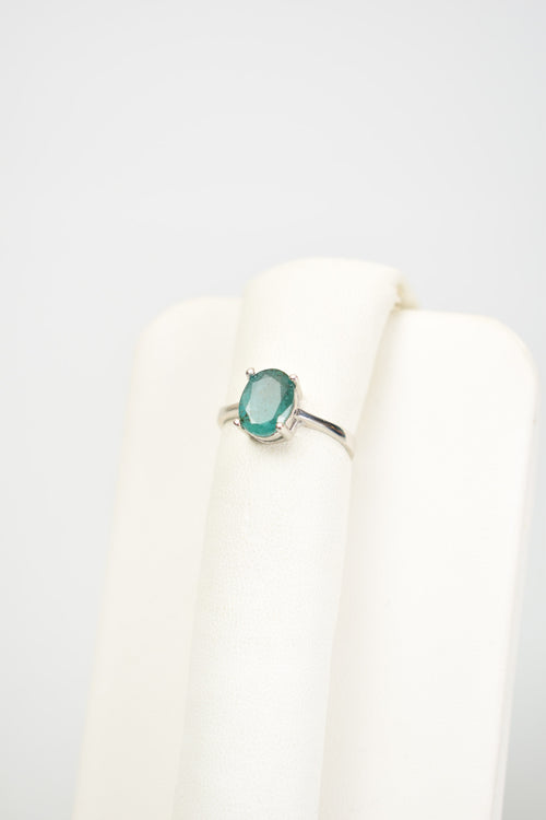 Emerald Natural Stone 925 Sterling Silver Ring