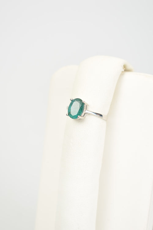 Emerald Natural Stone 925 Sterling Silver Ring