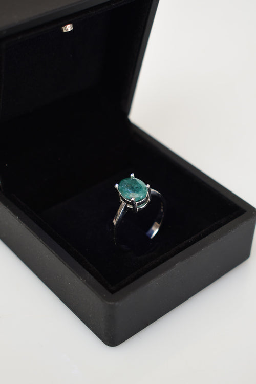 Emerald Natural Stone 925 Sterling Silver Ring