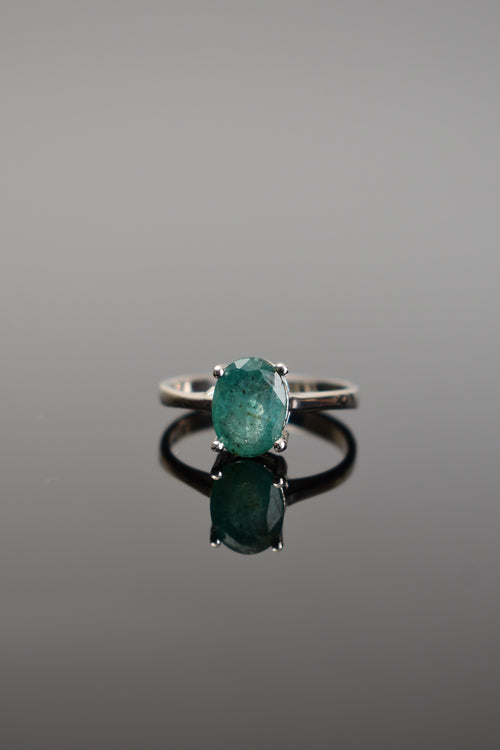 Emerald Natural Stone 925 Sterling Silver Ring