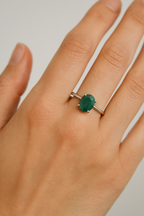 Emerald Natural Stone 925 Sterling Silver Ring