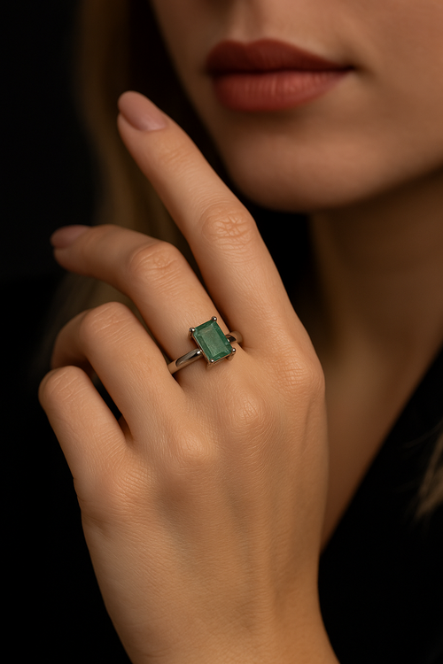 Zümrüt Doğal Taş 925 Ayar Gümüş Yüzük