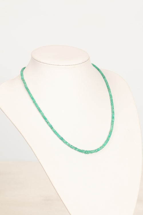 Zümrüt Doğal Taş Kolye 3-4 mm Rondel Kesim