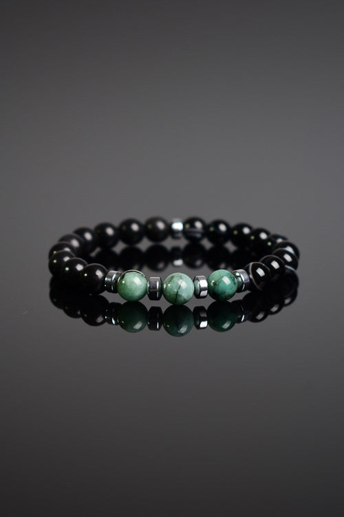 Zümrüt - Göz Akik Doğal Taş Unisex Bileklik