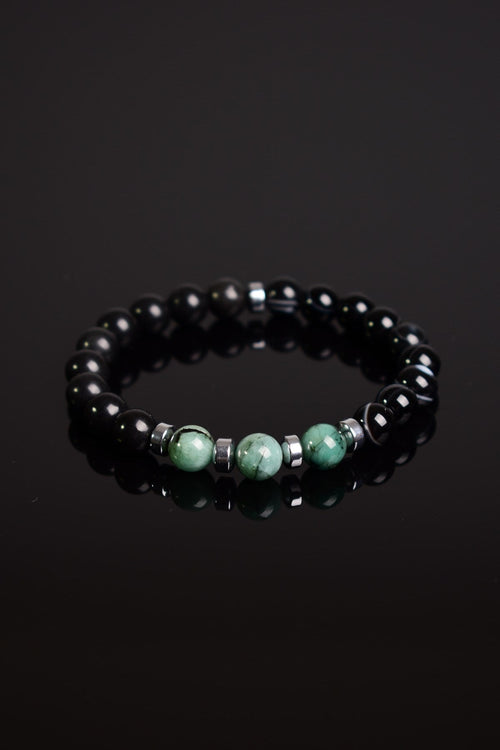 Zümrüt - Göz Akik Doğal Taş Unisex Bileklik