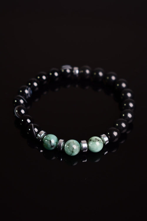 Zümrüt - Göz Akik Doğal Taş Unisex Bileklik