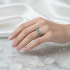 Zümrüt - Pırlantalı Doğal Taş 925 Ayar Gümüş Yüzük