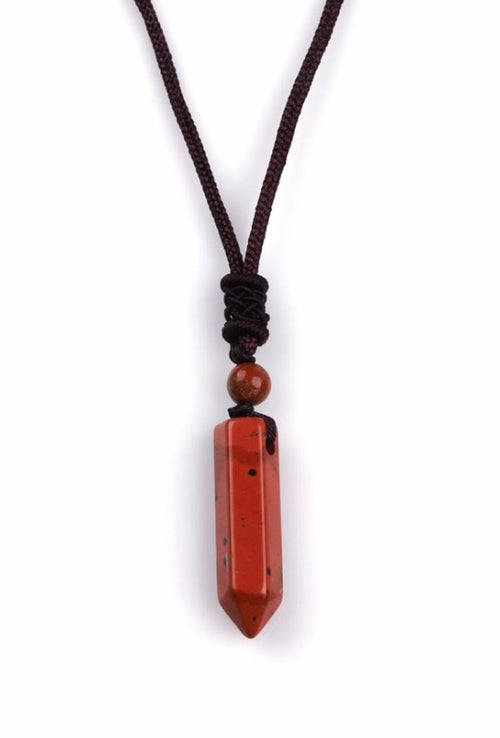 Red Jasper Doğal Taş Ayarlanabilir İpli Kolye
