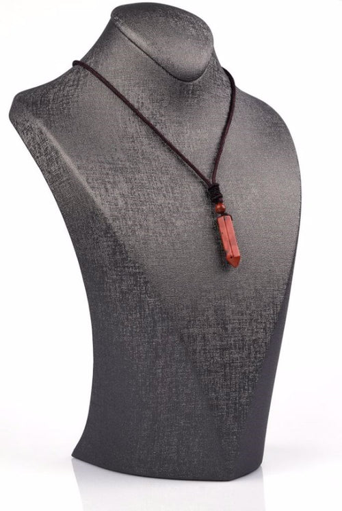 Red Jasper Doğal Taş Ayarlanabilir İpli Kolye