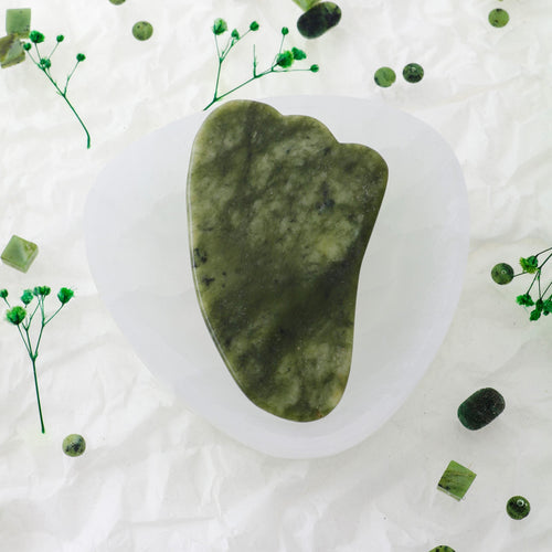 Yeşim Taşı Gua Sha Yüz Masaj Taşı Kaz Ayaklı